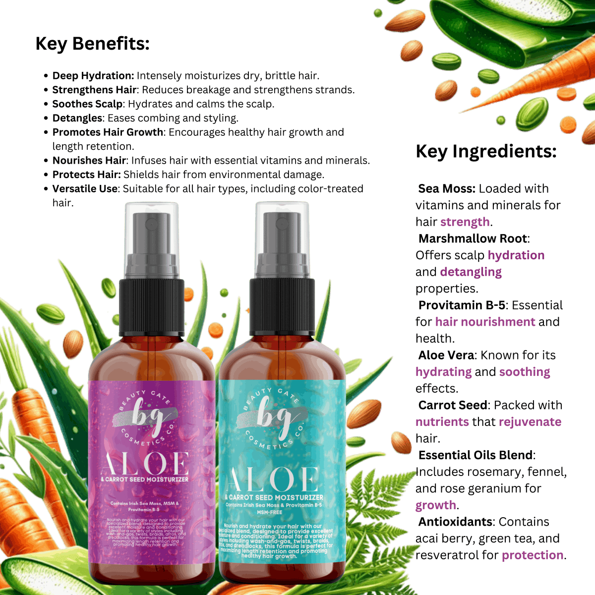 Beauty Gate Aloe & Carrot Seed Moisturizer - Beauty Gate Cosmetics